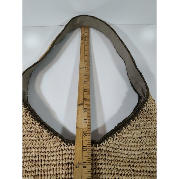 Eddie Bauer Woven Raffia Straw Shoulder Bag Beach Weekender Travel 14x14x6 Tan - Picture 5 of 9